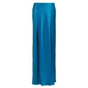 Alberta Ferretti High-Waisted Flared Blue Satin Skirt - NWT